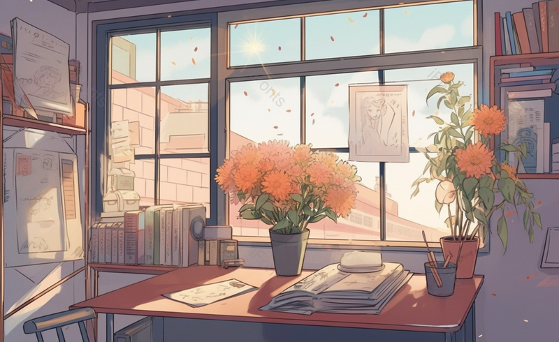 卡通感恩母亲节礼物原创插画手绘书桌花卉,插画/手绘图,插画/手绘图库,插画/手绘图下载,插画/手绘